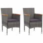 Rattan Chair Set of 2 Grey Poly rattan Standard Ergonomic