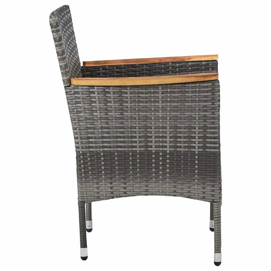 Rattan Chair Set of 2 Grey Poly rattan Standard Ergonomic
