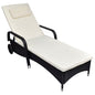 Rattan Sun Bed Black, Cream Poly Rattan Adult-sized