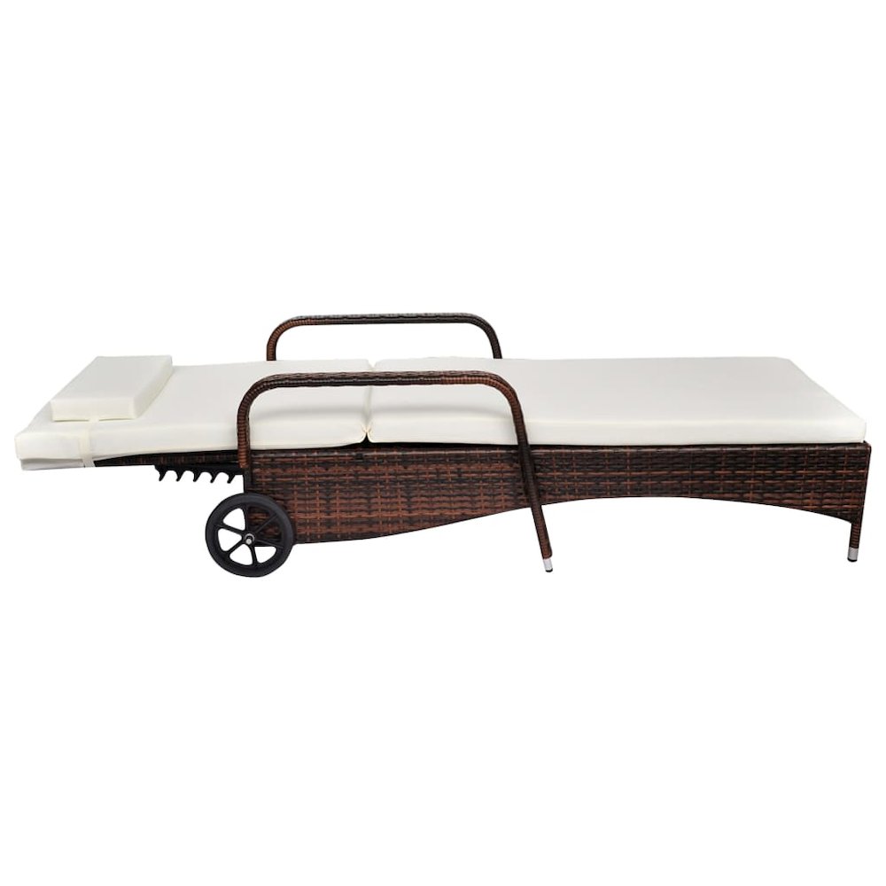 Rattan Sun Bed Brown Poly Rattan Standard Adjustable Armrests