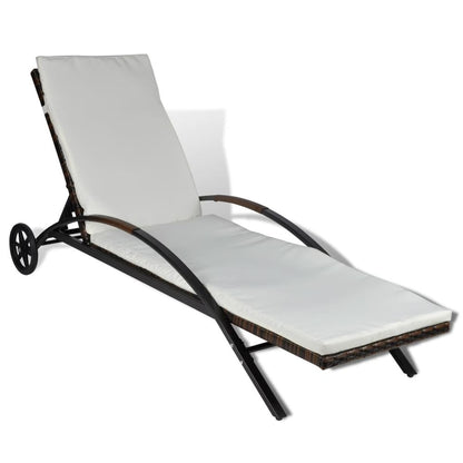 Sun Lounger Brown PE Rattan Standard Height-Adjustable