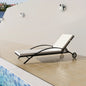 Sun Lounger Black, Cream White PE Rattan 78.7 in long