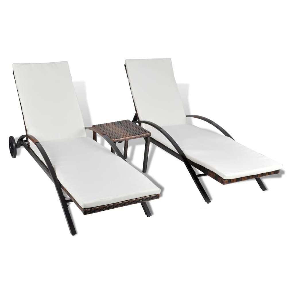 Sun Lounger Brown PE rattan Large Height-Adjustable Sun Lounger