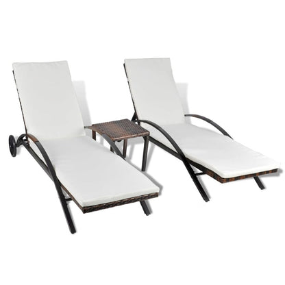 Sun Lounger Brown PE rattan Large Height-Adjustable Sun Lounger