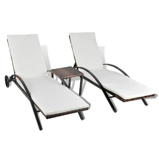 Sun Lounger Brown PE rattan Large Height-Adjustable Sun Lounger