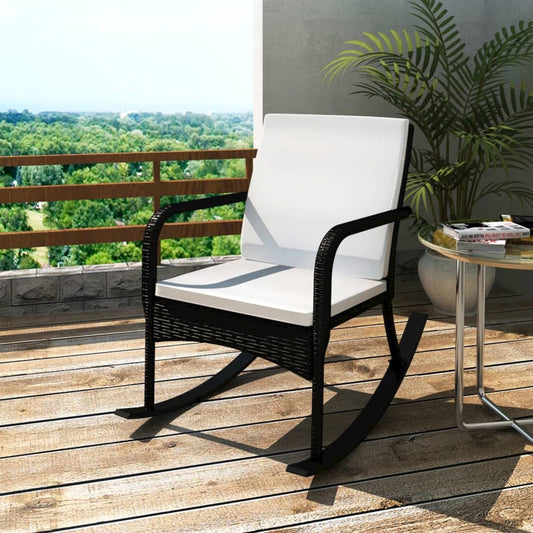 vidaXL Outdoor Rocking Chair Black Poly Rattan, 42493
