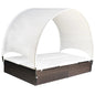 Sun Lounger With Canopy Brown, Cream White