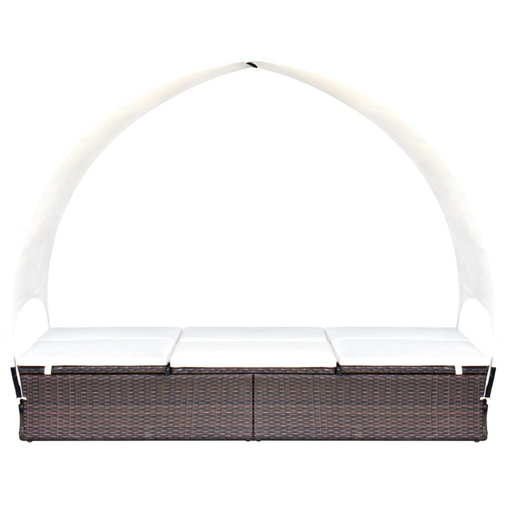 Sun Lounger With Canopy Brown, Cream White
