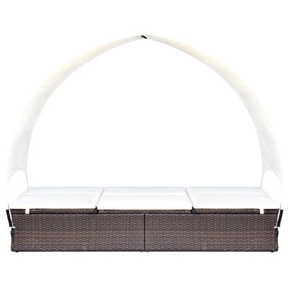 Sun Lounger With Canopy Brown, Cream White