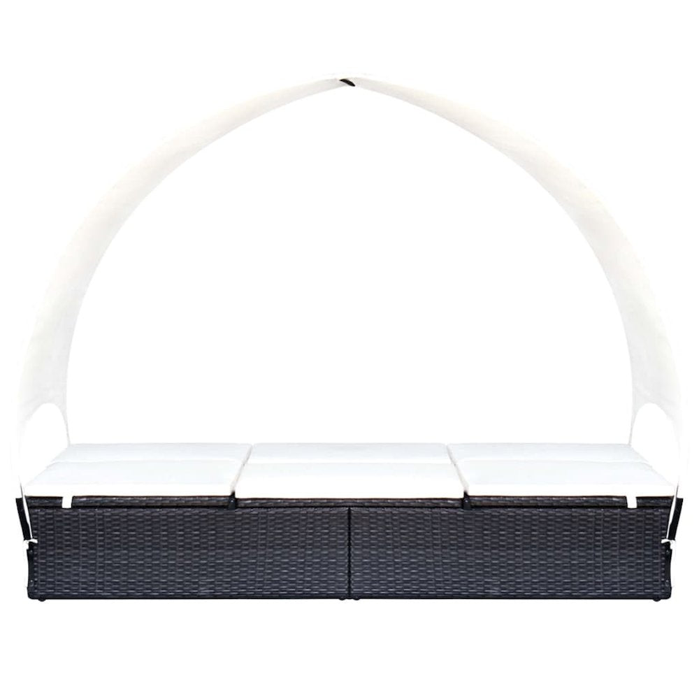 Sun Lounger With Canopy Black, Cream White
