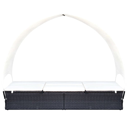 Sun Lounger With Canopy Black, Cream White