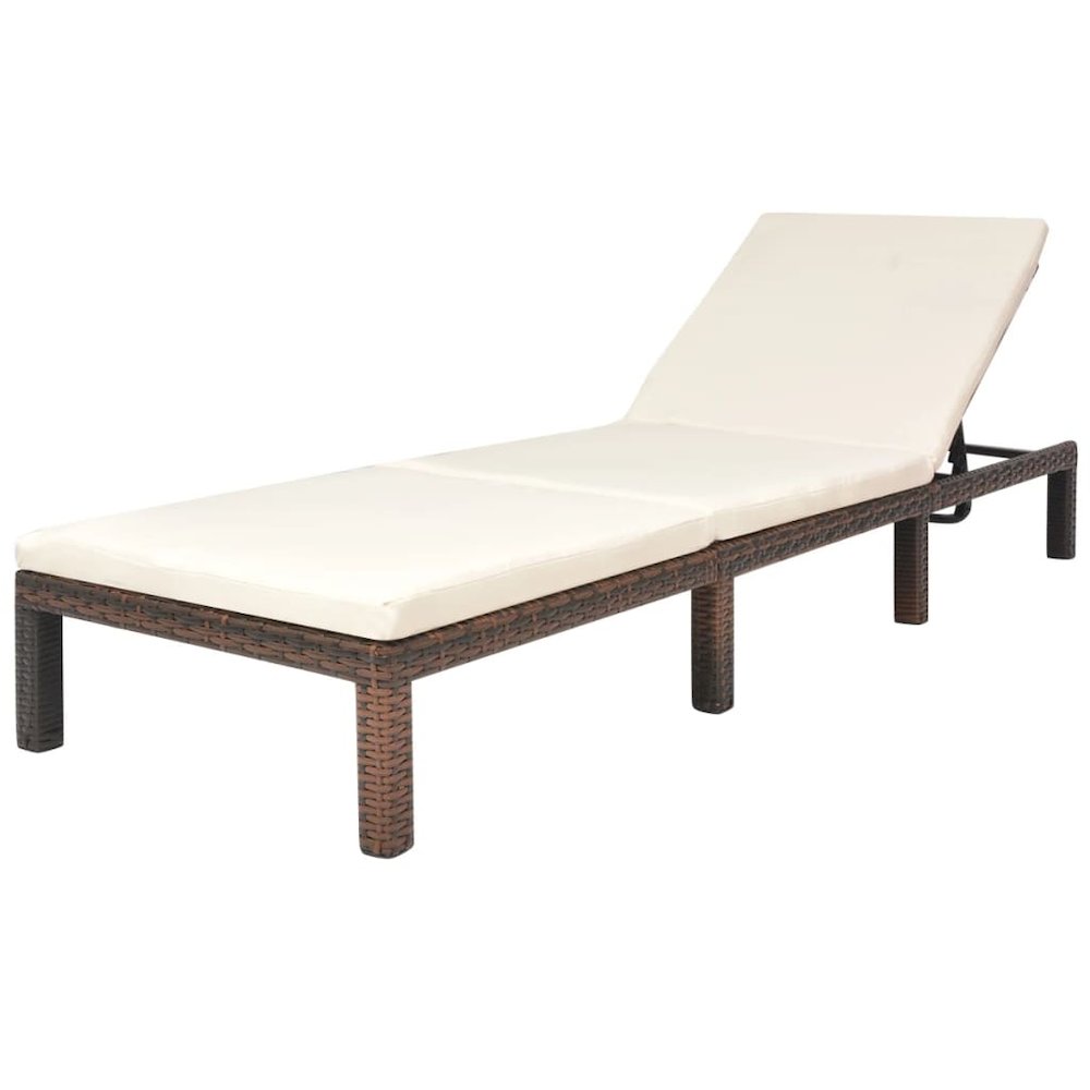 Sunlounger Brown PE Rattan Standard Adjustable Armrests