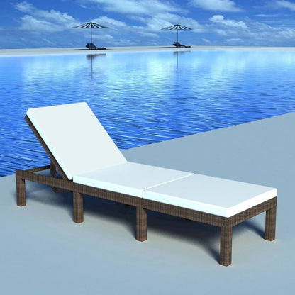 Sunlounger Brown PE Rattan Standard Adjustable Armrests