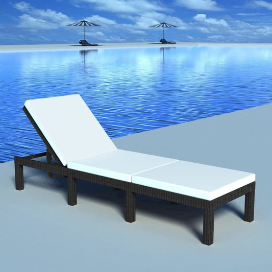 Sunlounger Black PE rattan Standard Removable Covers