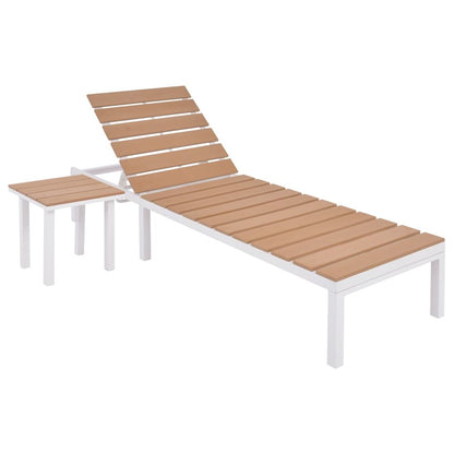 Sun Lounger Set of 2 White and Brown Aluminum Standard