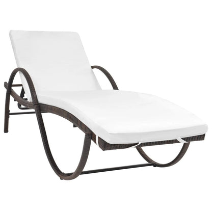 Outdoor Bench Brown, Cream White PE Rattan, Powder-coated Steel