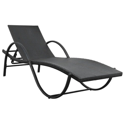 Outdoor Bench Black, Cream white Poly Rattan, Powder-coated steel