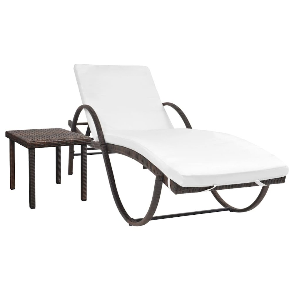 Sun Lounger Set of 3 Brown PE rattan Standard Sun Lounger