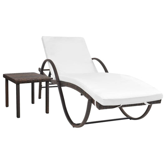 Sun Lounger Set of 3 Brown PE rattan Standard Sun Lounger