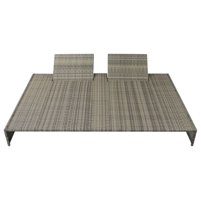 Sun Lounger Grey PE rattan, powder-coated steel, fabric Double