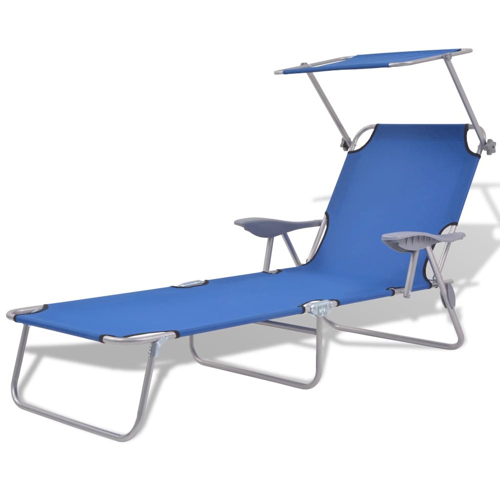Sun Lounger Steel Blue Powder-coated steel frame, Polyester fabric