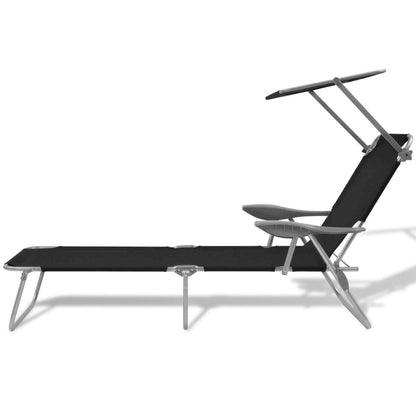 Sunlounger Black Powder-coated steel Medium Foldable