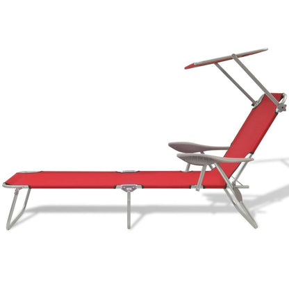 Sunlounger Red Powder-coated steel, Polyester fabric One Size