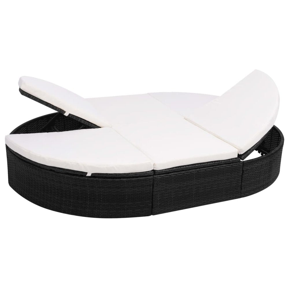 Sun Lounger Black and Cream White