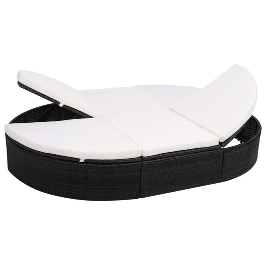 Sun Lounger Black and Cream White