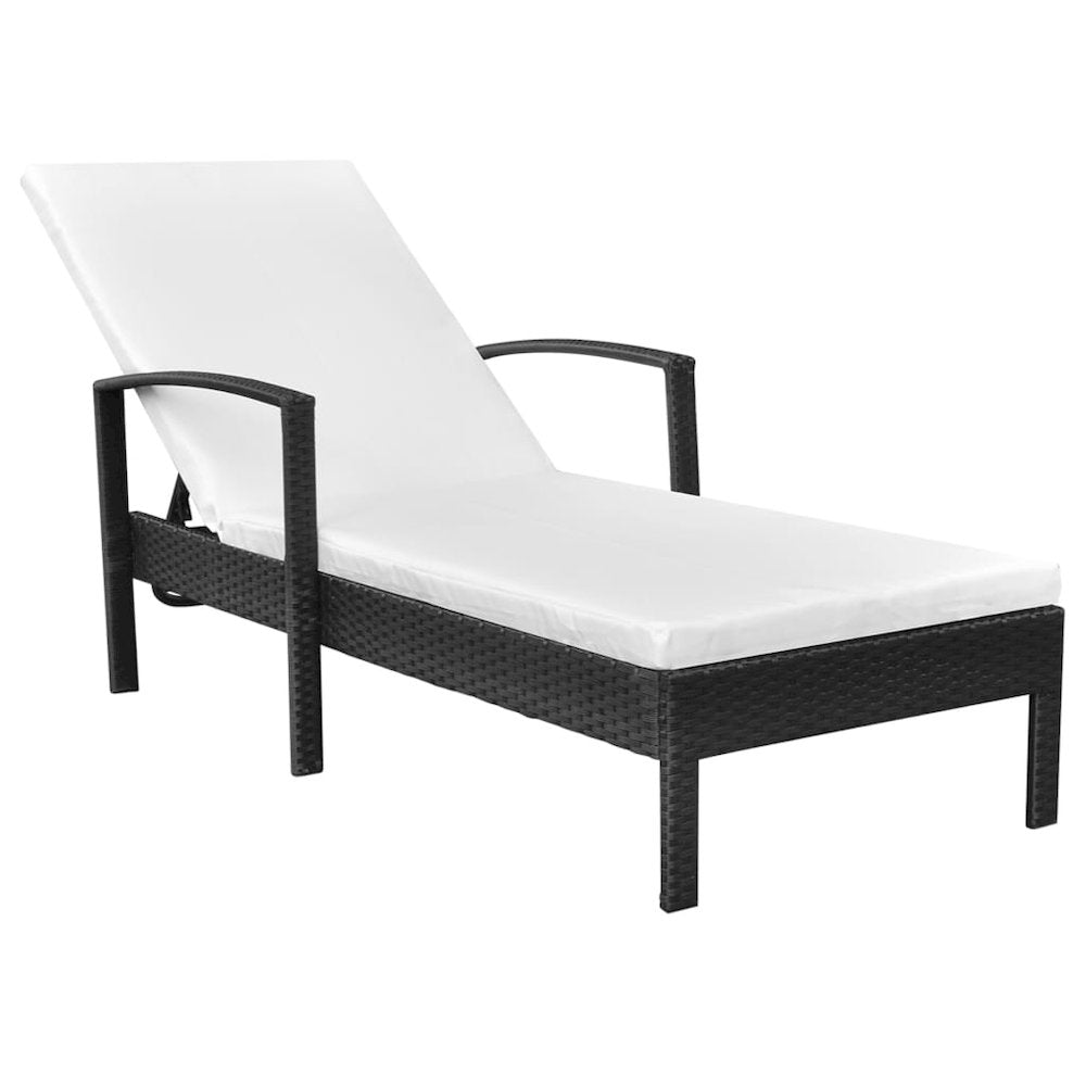 Sun Lounger Black PE Rattan Standard Adjustable Armrests