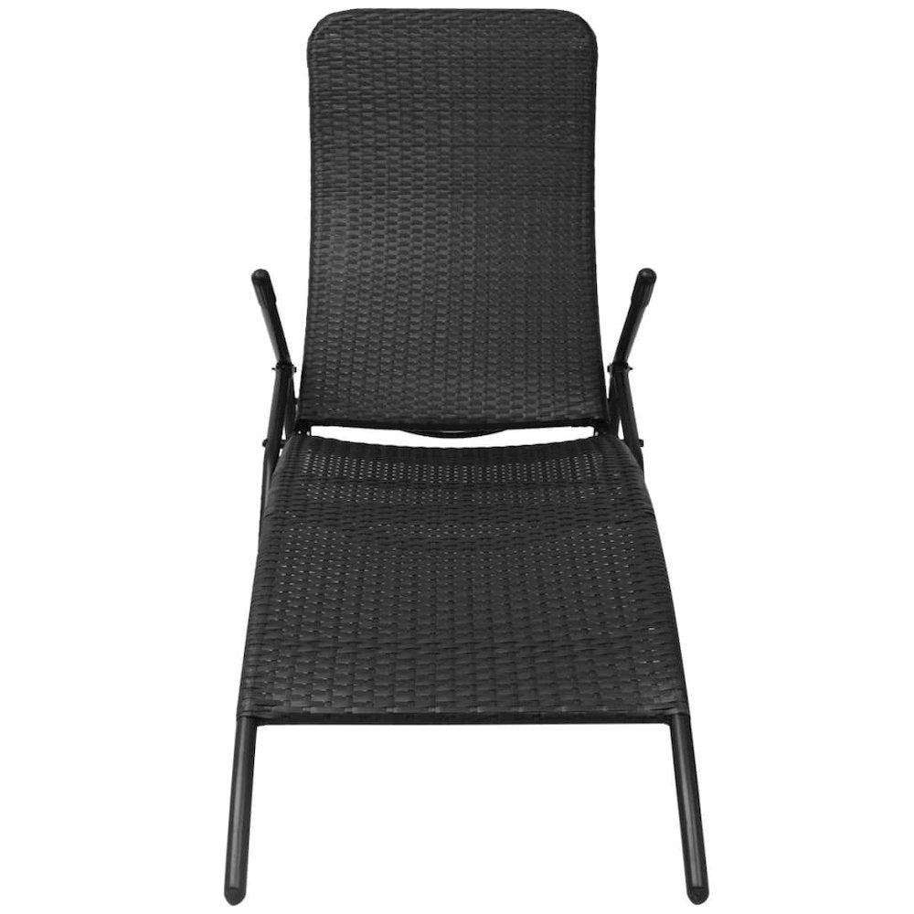 Sun Lounger Black PE rattan, Powder-coated steel Standard