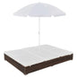 Sun Lounger Brown PE Rattan 78.7x55.1x11.0 in Adjustable Armrests