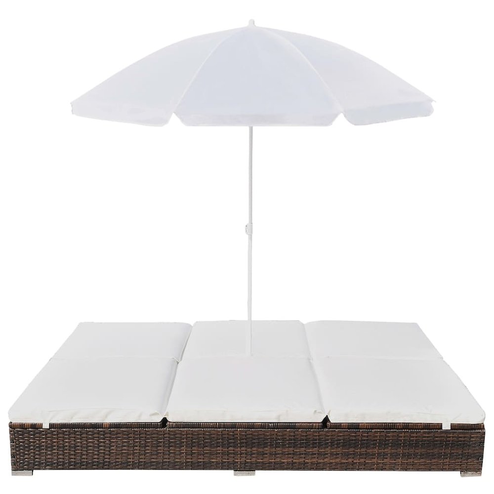 Sun Lounger Brown PE Rattan 78.7x55.1x11.0 in Adjustable Armrests