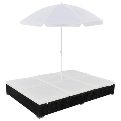Sun Lounger Black PE rattan 78.7x55.1 in Outdoor Lounge Bed