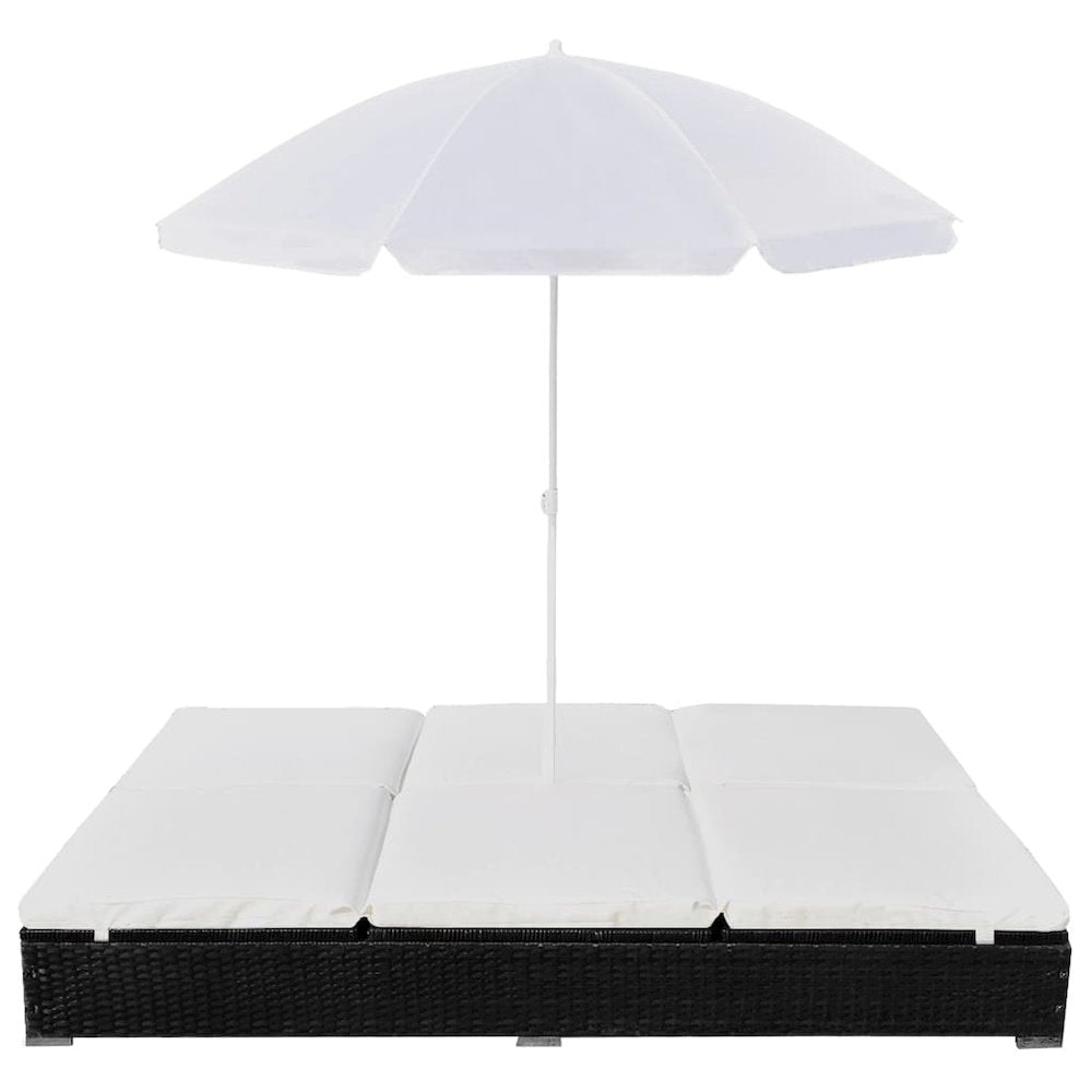Sun Lounger Black PE rattan 78.7x55.1 in Outdoor Lounge Bed