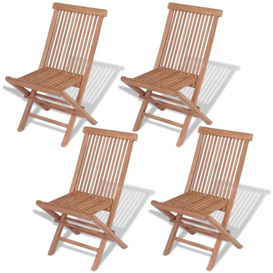Folding Chair Set of 4 Natural Teak Solid Teak Wood Standard