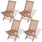 Folding Chair Set of 4 Natural Teak Solid Teak Wood Standard