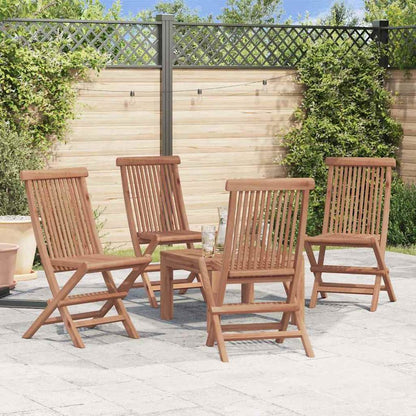 Folding Chair Set of 4 Natural Teak Solid Teak Wood Standard