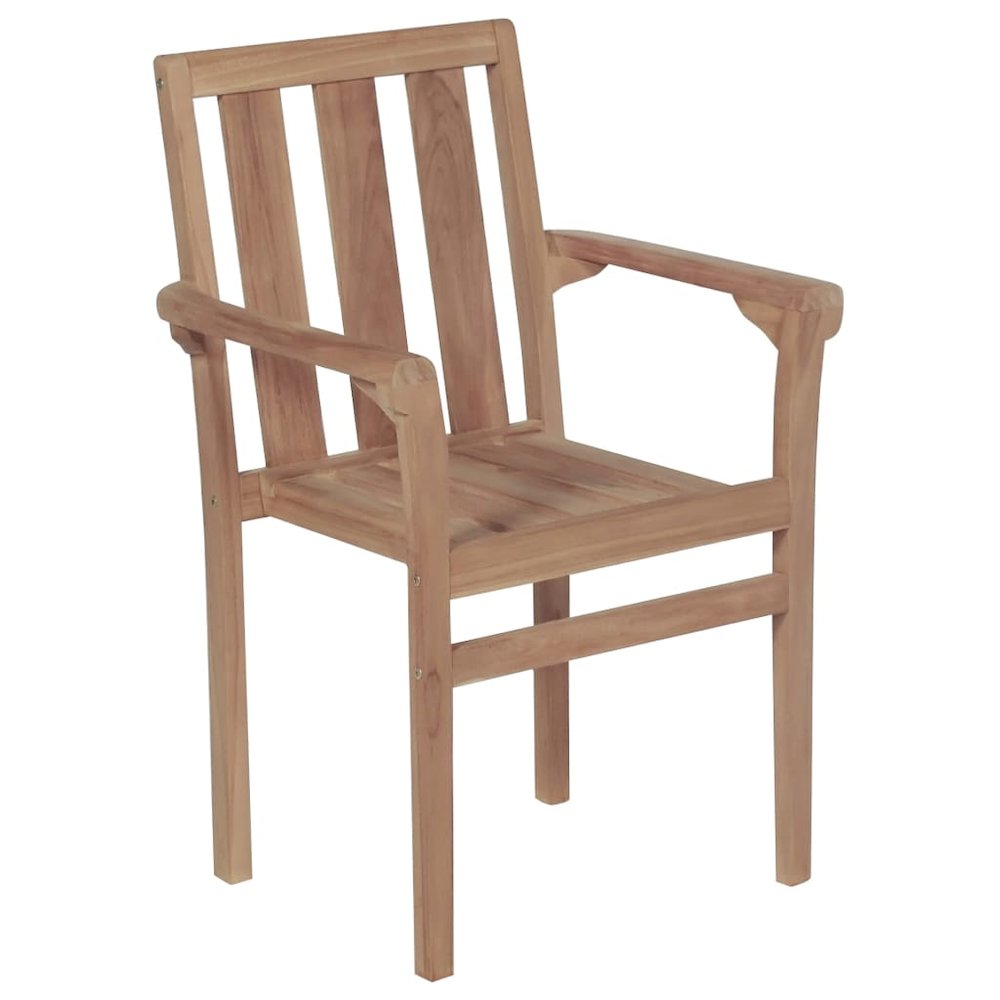 Stackable Chair Set of 2 Warm Teak Teak wood Standard Stackable