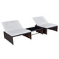 Reclining Garden Chair Set of 3 Brown PE Rattan Adjustable