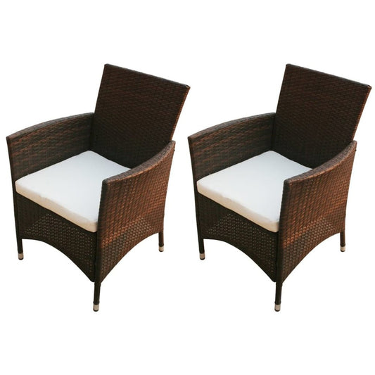 Garden Chair Set of 2 Brown, Cream White