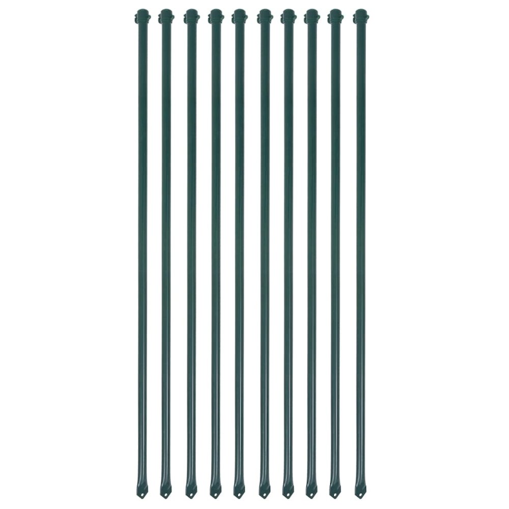 vidaXL Garden Posts 10 pcs 39.4" Metal Green, 142309