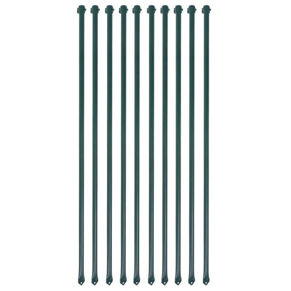vidaXL Garden Posts 10 pcs 39.4" Metal Green, 142309
