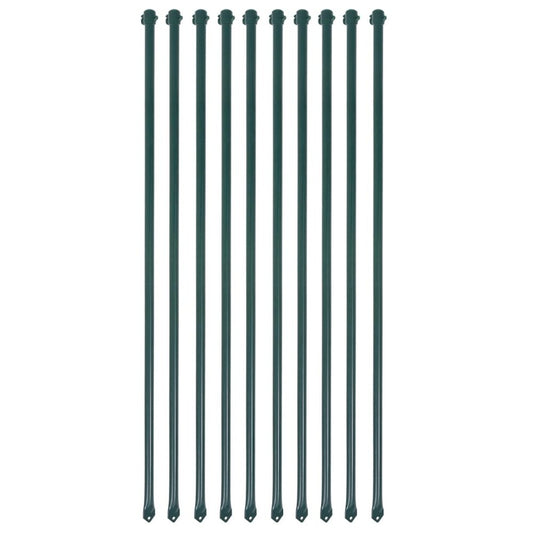 vidaXL Garden Posts 10 pcs 39.4" Metal Green, 142309