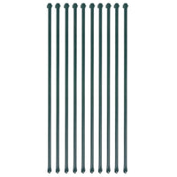 vidaXL Garden Posts 10 pcs 39.4" Metal Green, 142309