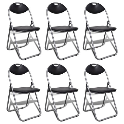 Chair Set of 6 Black Steel frame + faux leather Standard