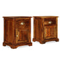 Bedside Cabinet Set of 2 Brown Solid Sheesham Wood Medium