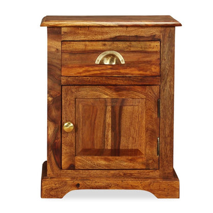 Bedside Cabinet Set of 2 Brown Solid Sheesham Wood Medium