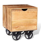 Side Table with Drawer Wheels Mango Wood 15.7"x15.7"x17.7"