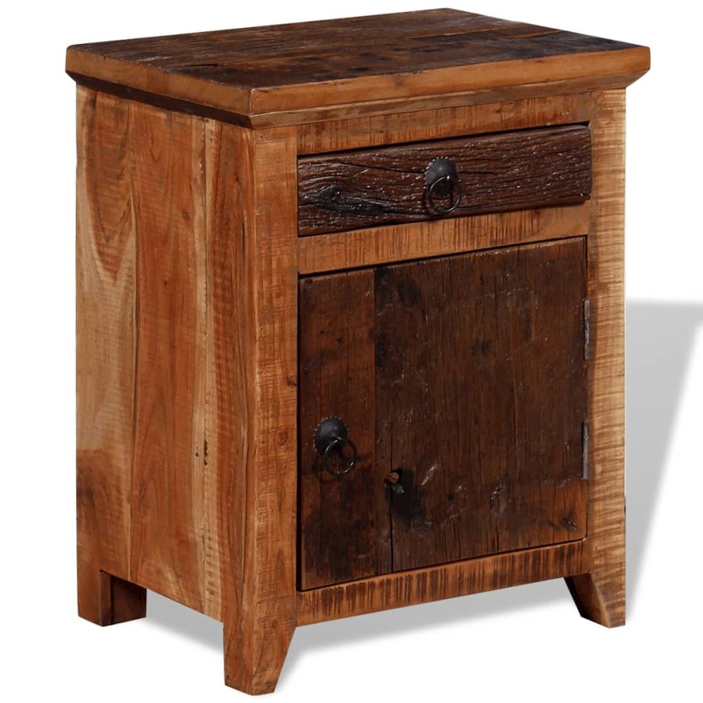Nightstand Brown Solid Acacia and Reclaimed Wood Small